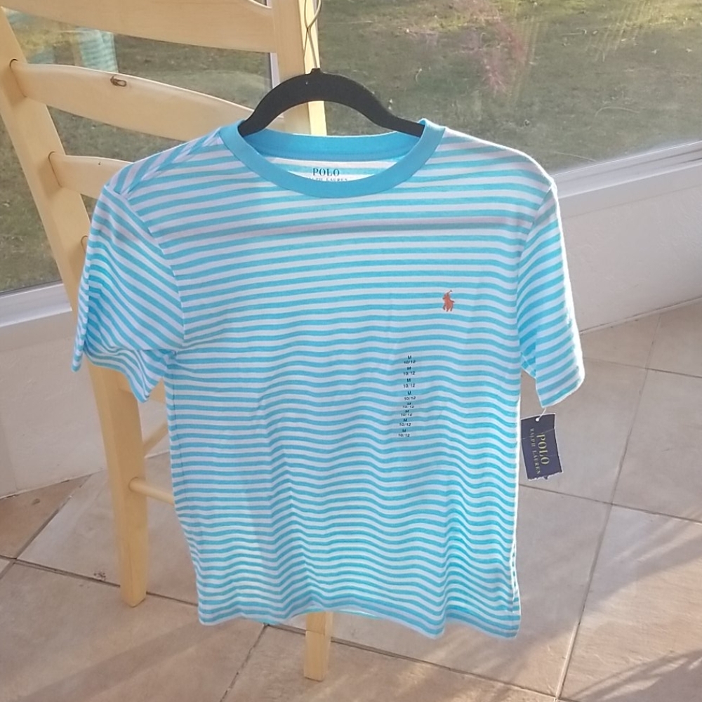 Polo powder blue stripe tee medium